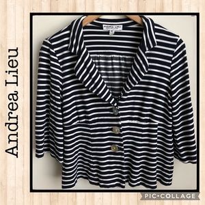 Andria Lieu Navy and White Striped Jacket 💙